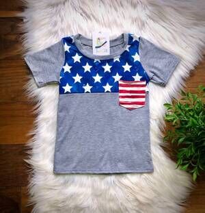 NEW TWOCAN boys classic americana pocket tee in grey